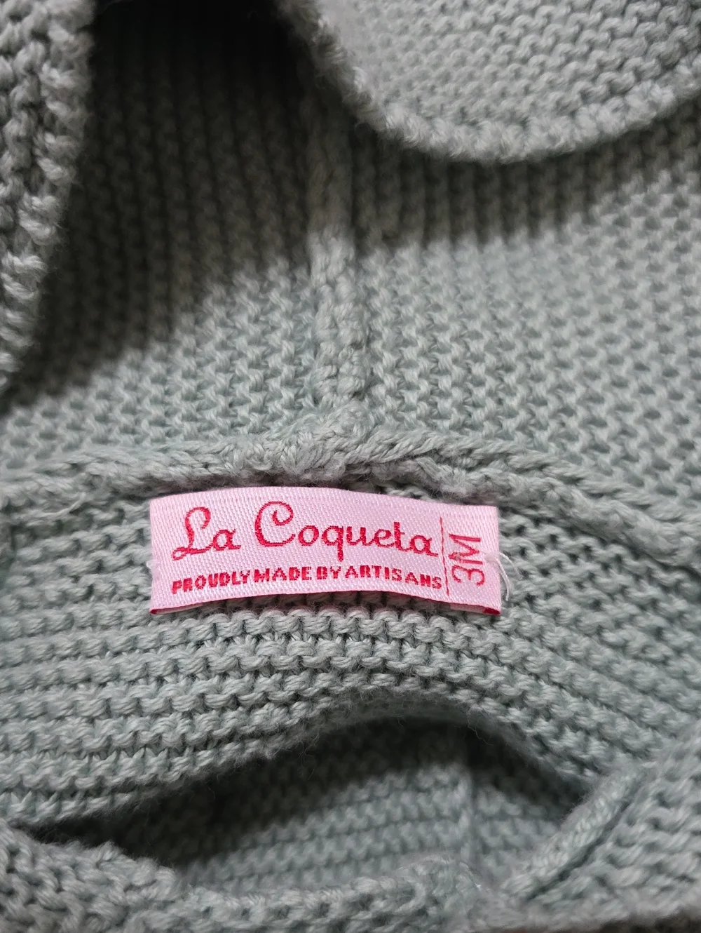 La Coqueta Knit Hooded Cardigan in Mint Size 3M